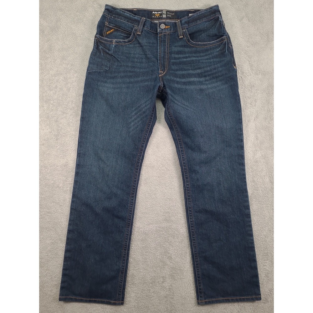 Ariat Rebar M4 Relaxed Boot Mens Jeans 34x34 Dark Wash Denim Workwear Cowboy